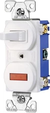 NEW Eaton 277W-SP Combination Toggle Switch with Red Pilot Light 15A 120V White