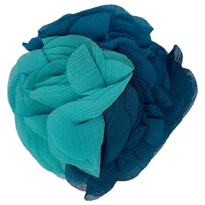 LOFT Teal Turquoise Blue Ruffled Fabric Pretty Flower Pin Brooch or Hair Clip