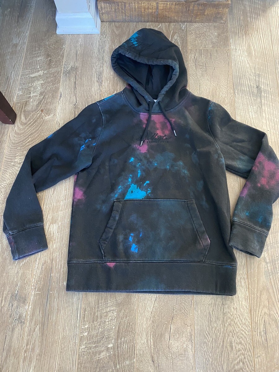 Hollister Men's Small Must Have Collection Tie Dye Hoodie Black Blue  Pullover