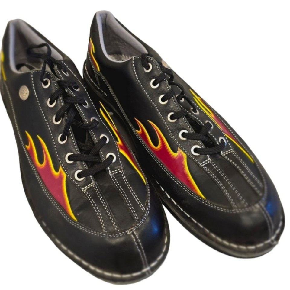 Etonic Bowling Shoes ESL Stabilite Black Red Flames Men’s 12 RARE shoes