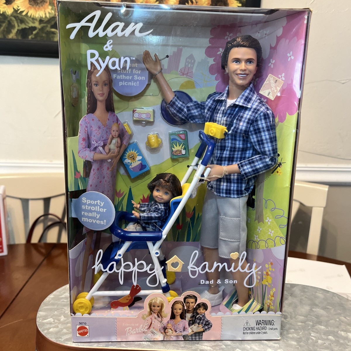 VTG Happy Family Barbie Doll Alan & Ryan Dad & Son w Stroller 2002 