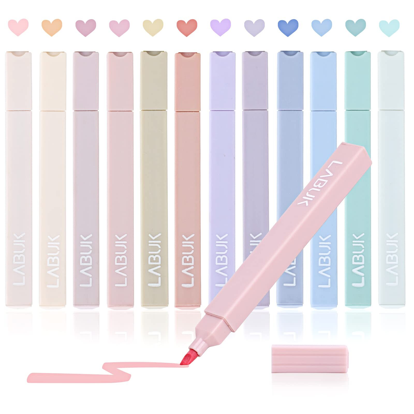 LABUK 12pcs Pastel Highlighters Aesthetic Cute Bible Highlighters and Pens No...-image