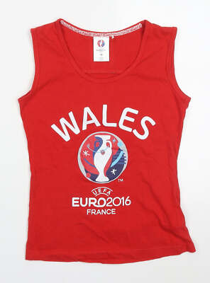Euro 2016 Damen rot Baumwollmischung Tank Größe 10-Wales
