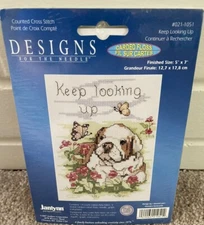 janlynn Designs For The Needle Counted Cross Stitch “Keep Looking Up” Bull Dog