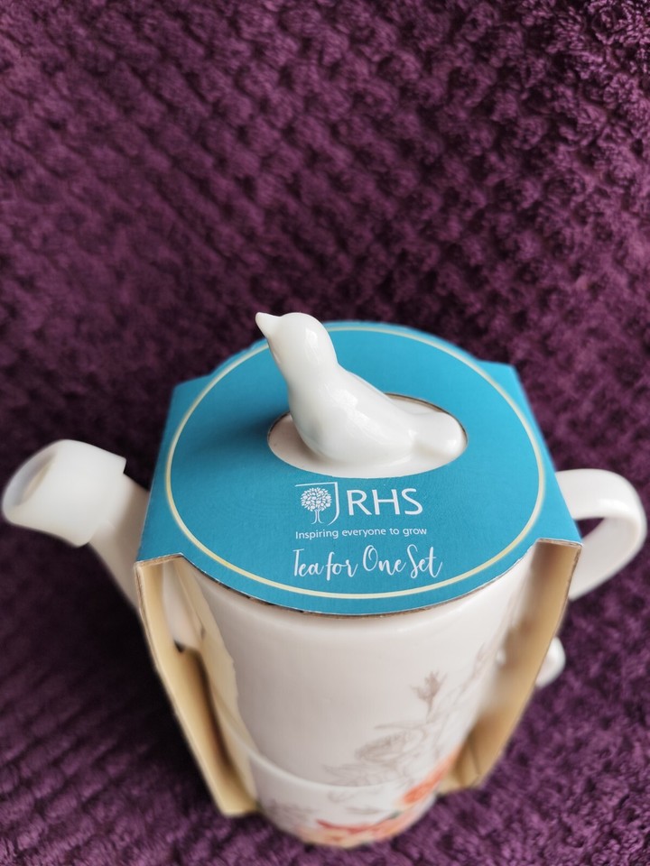 KIMM & MILLER RHS TEA FOR ONE CERAMIC SET FLORAL TEAPOT & CUP NEW