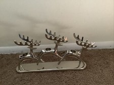 Silver Plated 3 Reindeer Christmas Taper Holders Pottery Barn?