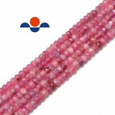 Natural Pink Tourmaline Faceted Rondelle Beads 2x3mm 3x4mm 3x5mm 15.5" Strand