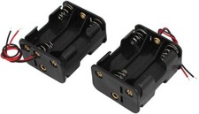 2 Pcs 9V Output 6 x AAA Battery Open Holder Double Layer Storage Case Box Wire L