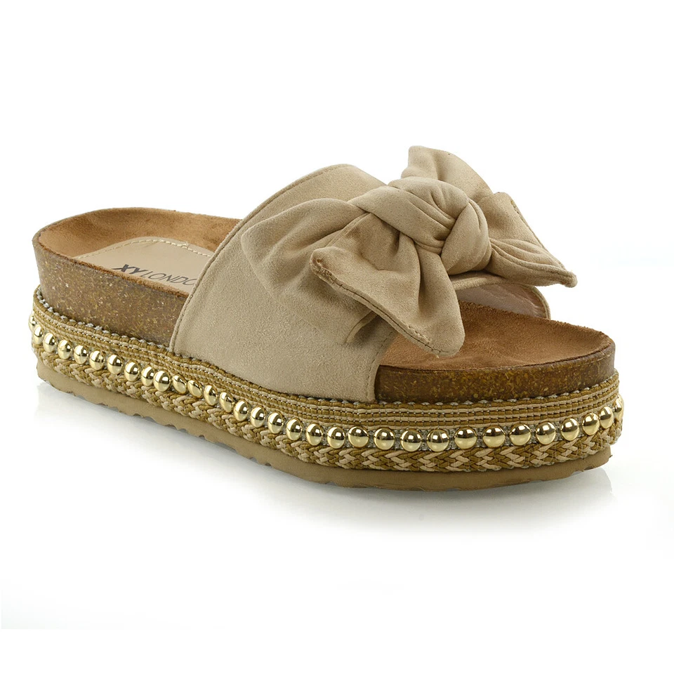 Womens Platform Wedge Heel Sandals Ladies Peep Toe Slip On Mule Summer Shoes 3-8 - Image 2 of 4