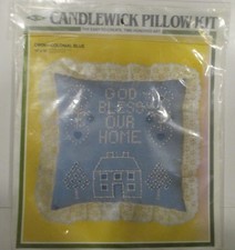VINTAGE 1983 SEALED CANDLEWICK PILLOW KIT  CRAFTS  SEWING  GOD BLESS OUR HOME