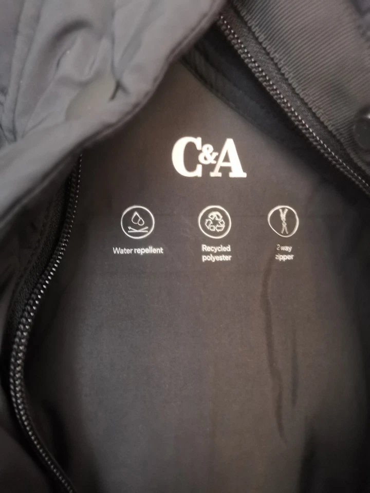 Damen Steppmantel in schwarz Gr 52 mit Kaputze, wasserdicht und kuschelig warm - Bild 4 von 4