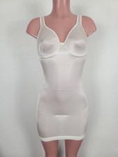 Flexees All In One Slip Body Shaper Snap Bottom White Nylon 34C Underwire 3763
