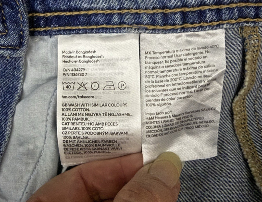 H&M &Denim Shortalls Womens Sz M Cotton Distressed Denim Jean Short Overalls NWT thumbnail 10