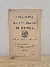 1867 Vintage Booklet: Minnesota Its Advantages To Settlers Fourth Edition