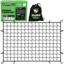 Rhino USA Double Thick Heavy Duty Bungee Cargo Net with 6 Metal Carabiners and S