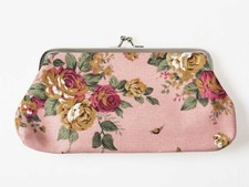 Rose Pattern Ladies Women's Frame Wallet Coin Purse Mini Pouch Pink ZA 36307