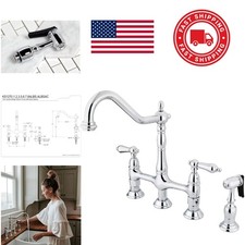 Heritage Bridge Kitchen Faucet Polished Chrome 360 Swivel Traditional Design