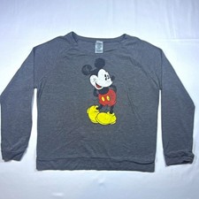 Disney Men s Gray Mickey Mouse Graphic Crewneck Pullover Sweatshirt XL