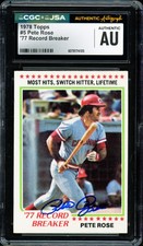 Pete Rose Autographed Signed 1978 Topps Card #5 Cincinnati Reds CGC x JSA
