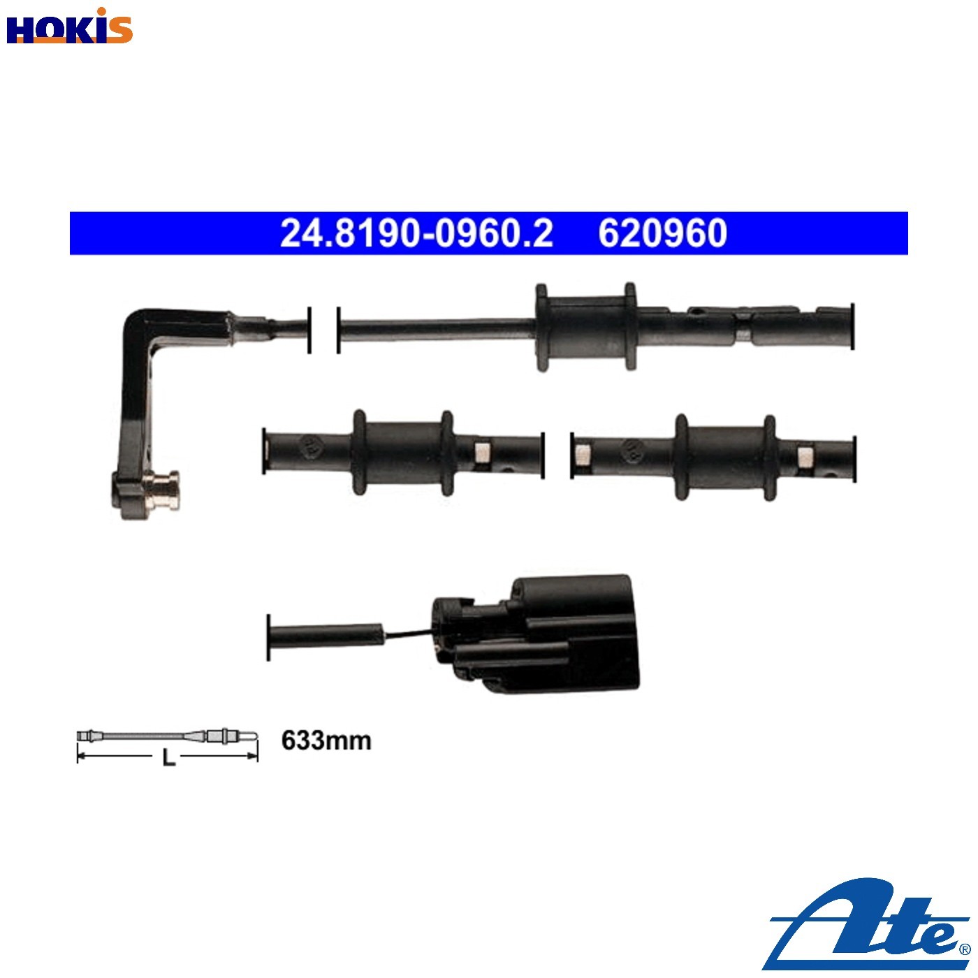 WARNING CONTACT BRAKE PAD WEAR 24.8190-0960.2 FOR JAGUAR 224DT 2.2L 4cyl XF 2.7L