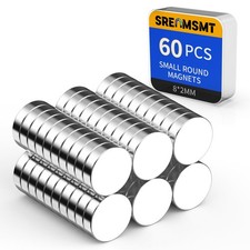 SRENMSMT Small Magnets, 60 Pack Neodymium Refrigerator 8x2 mm