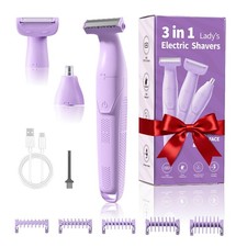 Bikini Trimmer for Women, 3-in-1 Painless Womens Electric Razors  Pubic Hair...