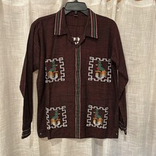 Vintage Guatemalan Huipil Jacket Shirt Bird Embroidered Mayan Boho Folk Art