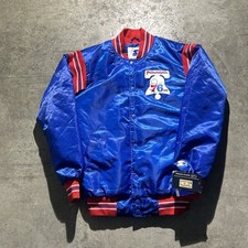 Bomber uomo nuovo con etichette philadelphia 76ers Liberty Bell Starter taglia small blu 