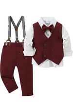 Yallet Toddler Boy Clothes Suit Formal Bowtie, Vest, Shirt, Suspenders and Pants