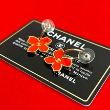 Chanel Coco Mark Earrings Women Orange One Size