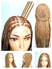 Knotless Box Braids. Golden Brown Braided Wig. Full Lace with Baby Hair. 40in