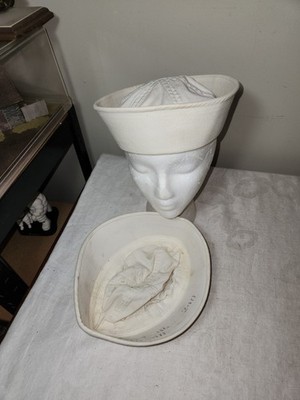 Vintage USN US Navy White Sailor Cap  Lot of Two Named
