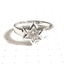 (SIZE 6,8) Jewish Star of David RING w/ Radiant CZ Stone .925 STERLING SILVER