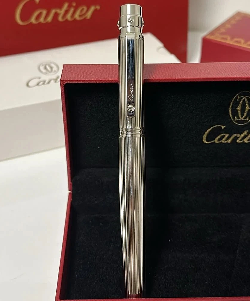 Cartier Santos Rollerball Pen Silver Trim Luxury VIP Gift Full Box