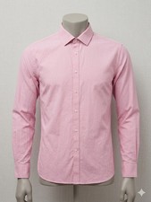 Tommy Hilfiger Slim Fit Men's Pink Dress Shirt Long Sleeve Button Down