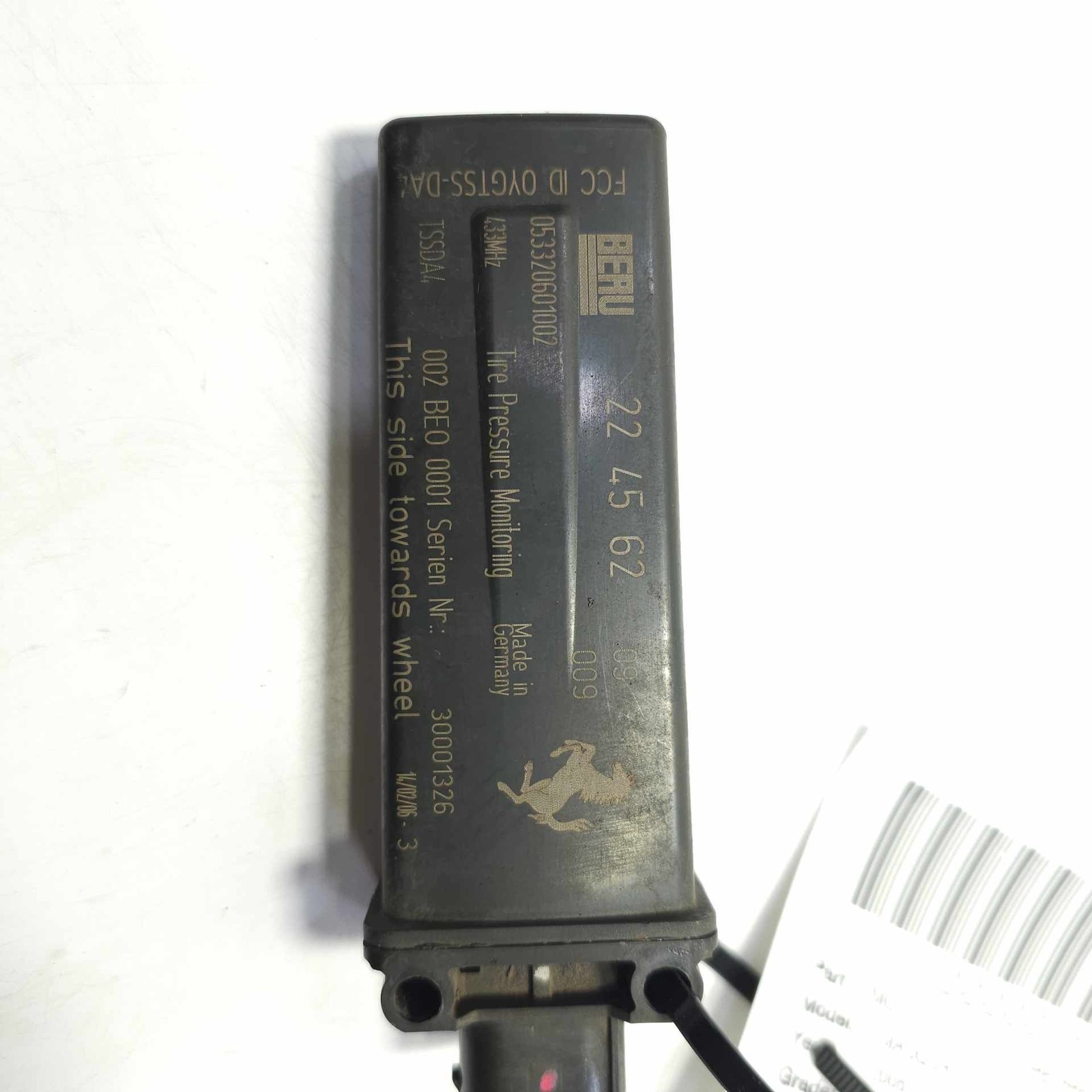 2006 MASERATI QUATTROPORT Tire Pressure Sensor Rear Tpms Module 224562
