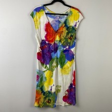 Jams World Artsy Floral Print Cap Sleeve Hawaiian Dress Size XL Monticello