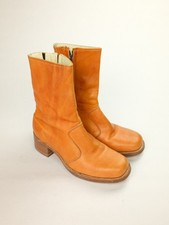 RARE 70s FRYE Mens Sz 9D CAMPUS Caramel Brown Leather Square Toe Zip Boots 5551