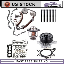 Timing Chain Kit Water Pump Head Gasket Bolts For Toyota Matrix w/ Thermostat