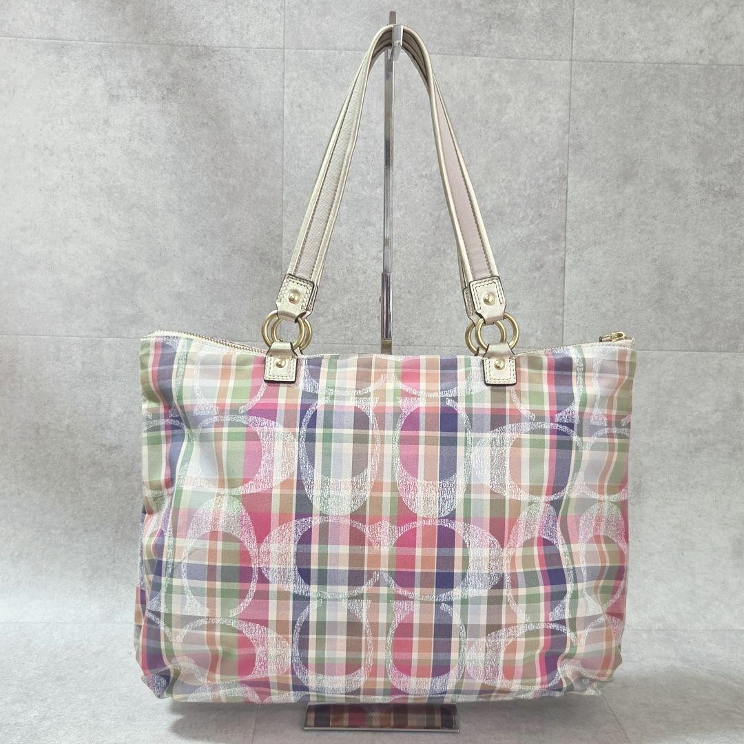 COACH Poppy Madras Check Tote Bag Y2K From JAPAN - Gem