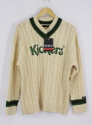KICKERS DAMEN CRICKETPULLOVER MIT ZOPFMUSTER BEIGE/GRÜN IM KARTON