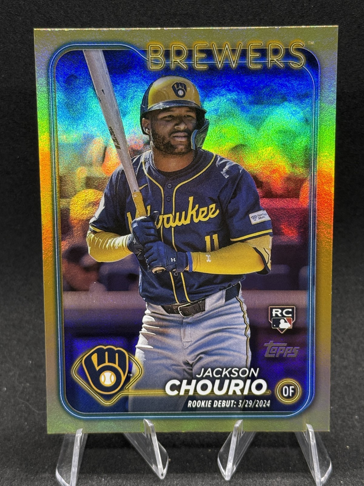 2024 Topps Update #US155 Gold Foil Jackson Chourio Rookie Debut Brewers