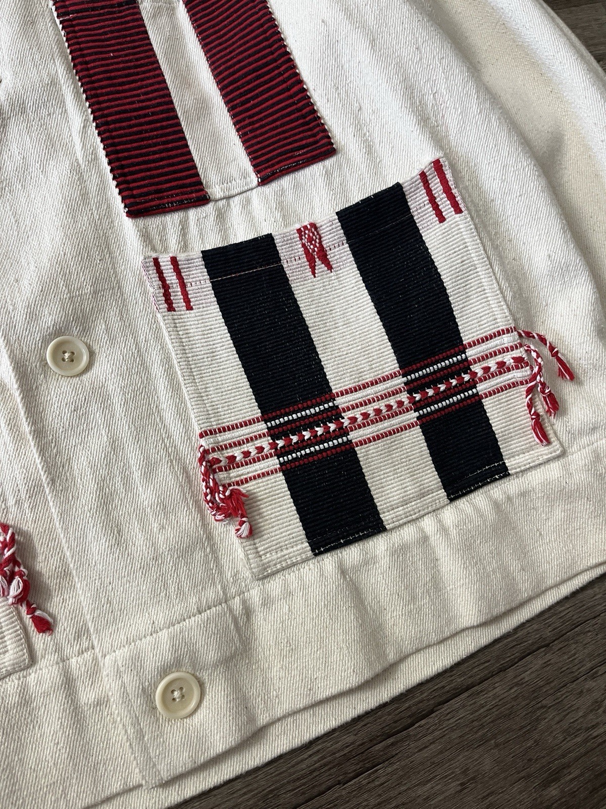 Kardo Bodhi Patchwork Jacket Handwoven Denim Natu… - image 2