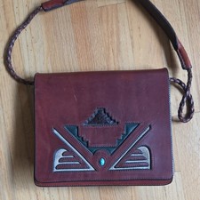 Vintage Southwestern Leather Messenger Bag Tu...