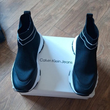 Calvin Klein Jeans Calvin Saxon Sock Knit Ankle Boots Black UK 4 EU 37