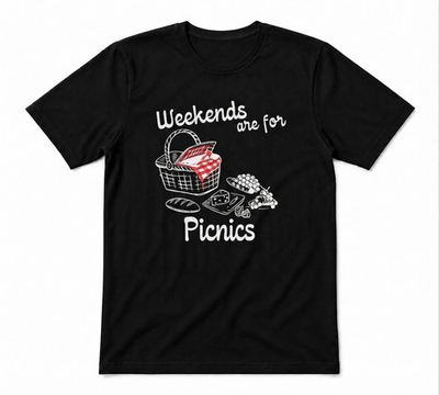 #ad #ad Weekends Are For Picnics Summer Holiday Funny Unisex Black T shirt $17.00