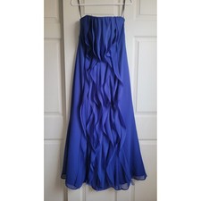 White by Vera Wang Royal Blue Strapless Ruffle Chiffon Maxi Gown Dress 12