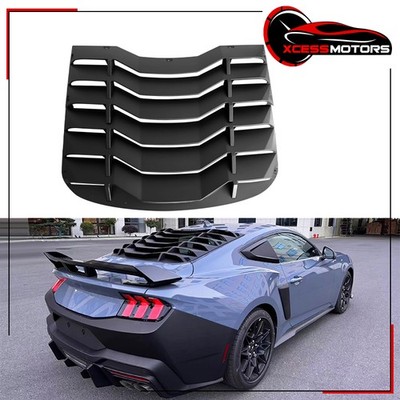 Fits 2024-2026 Ford Mustang Coupe IKON Rear Window Louver Cover Matte Black ABS