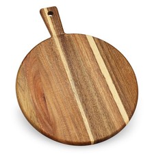 Acacia Wood Cutting Board and Chopping Board with Handle for Meat Cheese Boar...