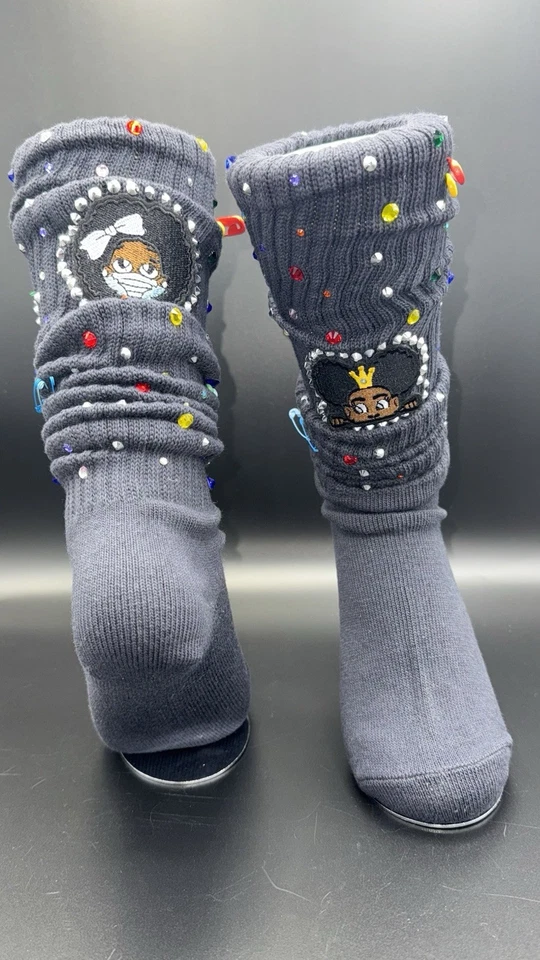 Носки Junk Sox Social Anxiety украшенные на заказ уличная одежда ручной работы один размер - Изображение 3 из 4